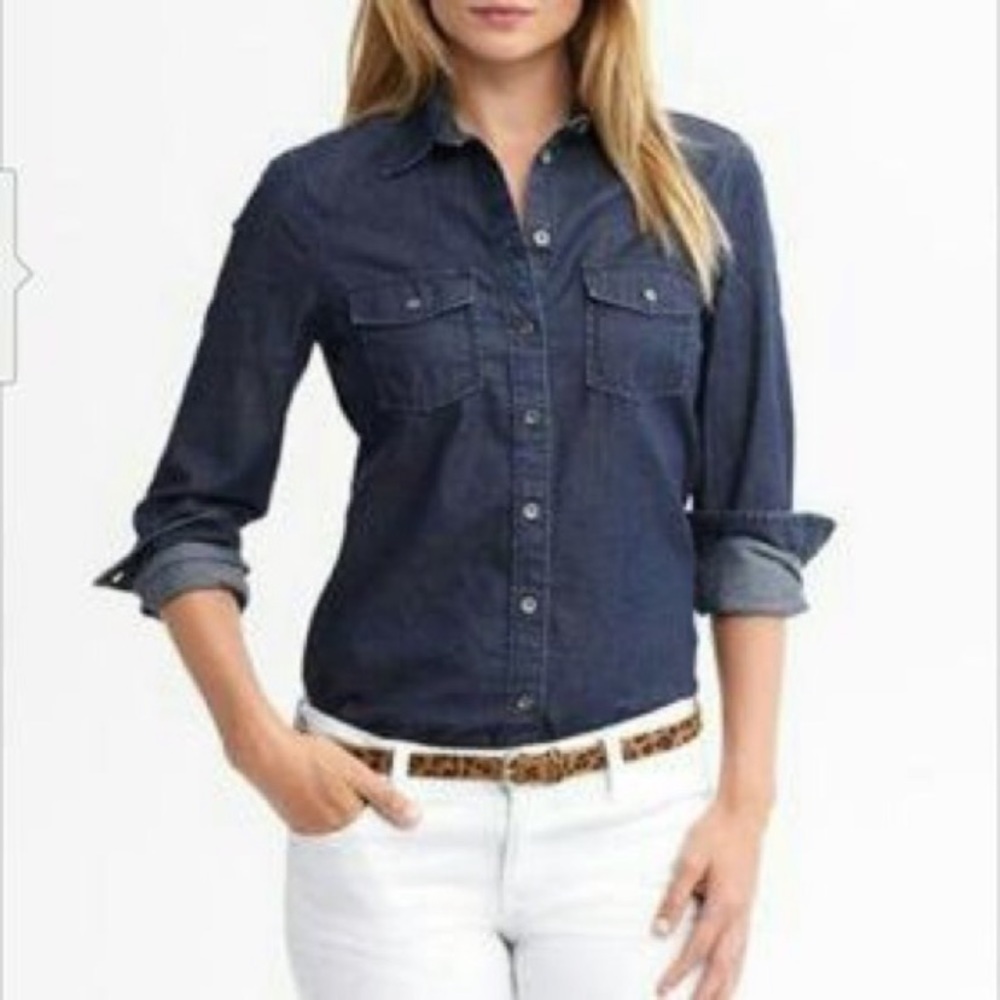 BP. Denim Chambray Button Down Blouse In size XS - Picture 1 of 7